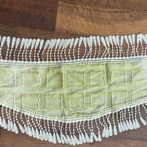 Antique light green & ivory colored shawl(?) with lace fringe